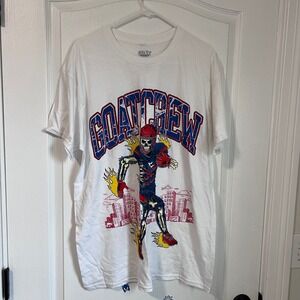 Goat Crew Mens White Skeleton Football Player Graphic T-Shirt Size Large NWOT